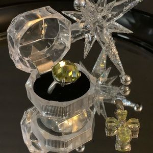 925 silver ring and charm yellow sapphir